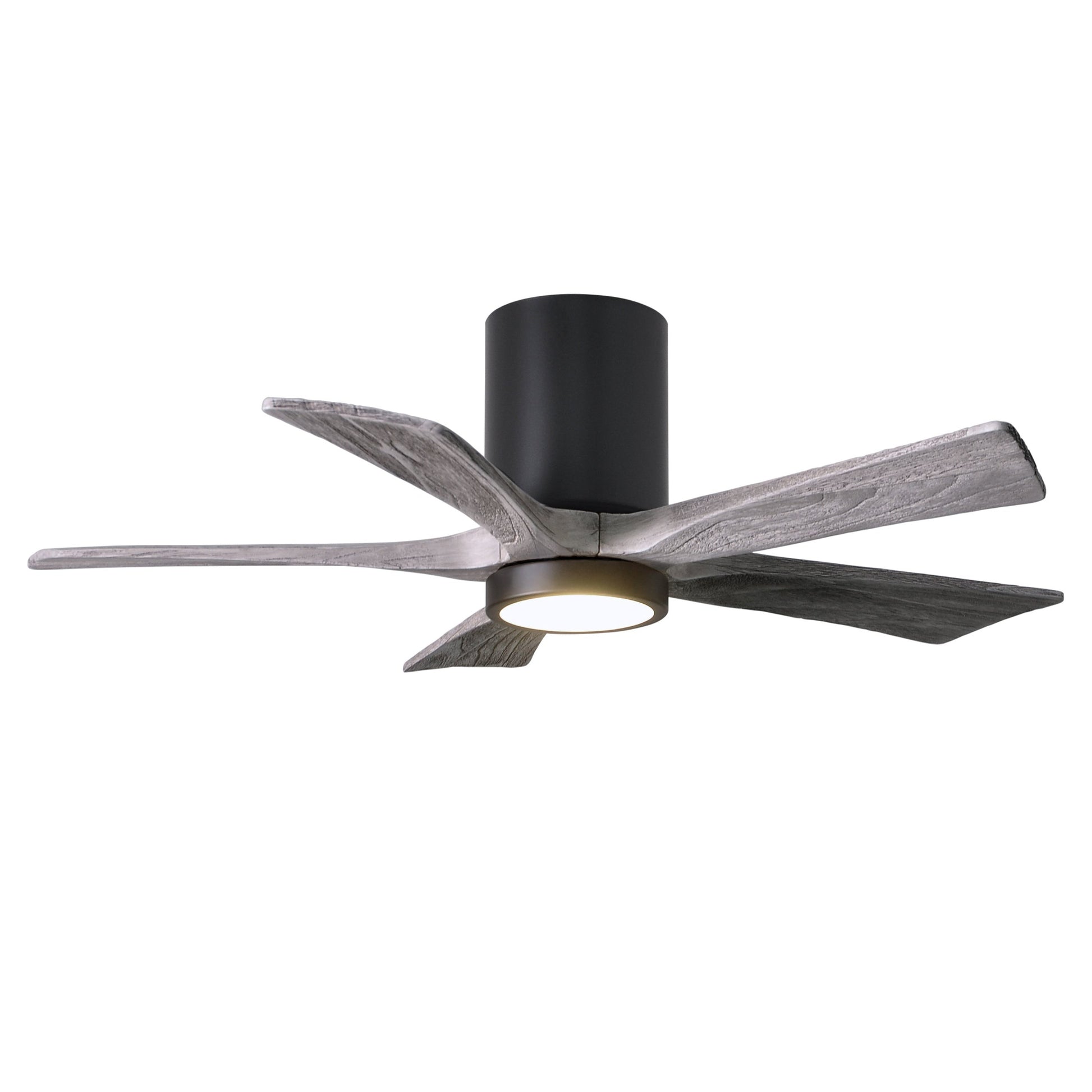 Matthews Fan Company Atlas Irene-5HLK 42" Matte Black Ceiling Mount Fan With Solid Wood Blade In Barnwood Tone Finish