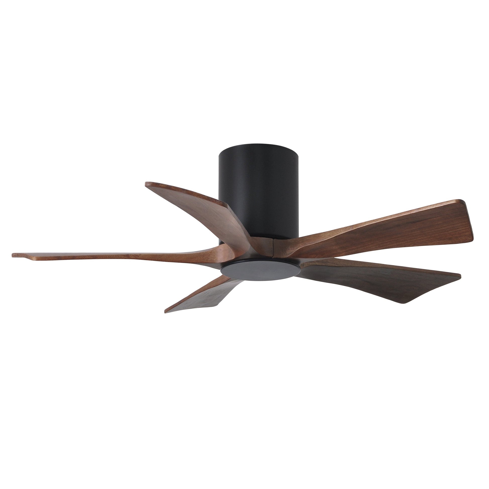 Matthews Fan Company Atlas Irene-5HLK 42" Matte Black Ceiling Mount Fan With Solid Wood Blade In Walnut Tone Finish