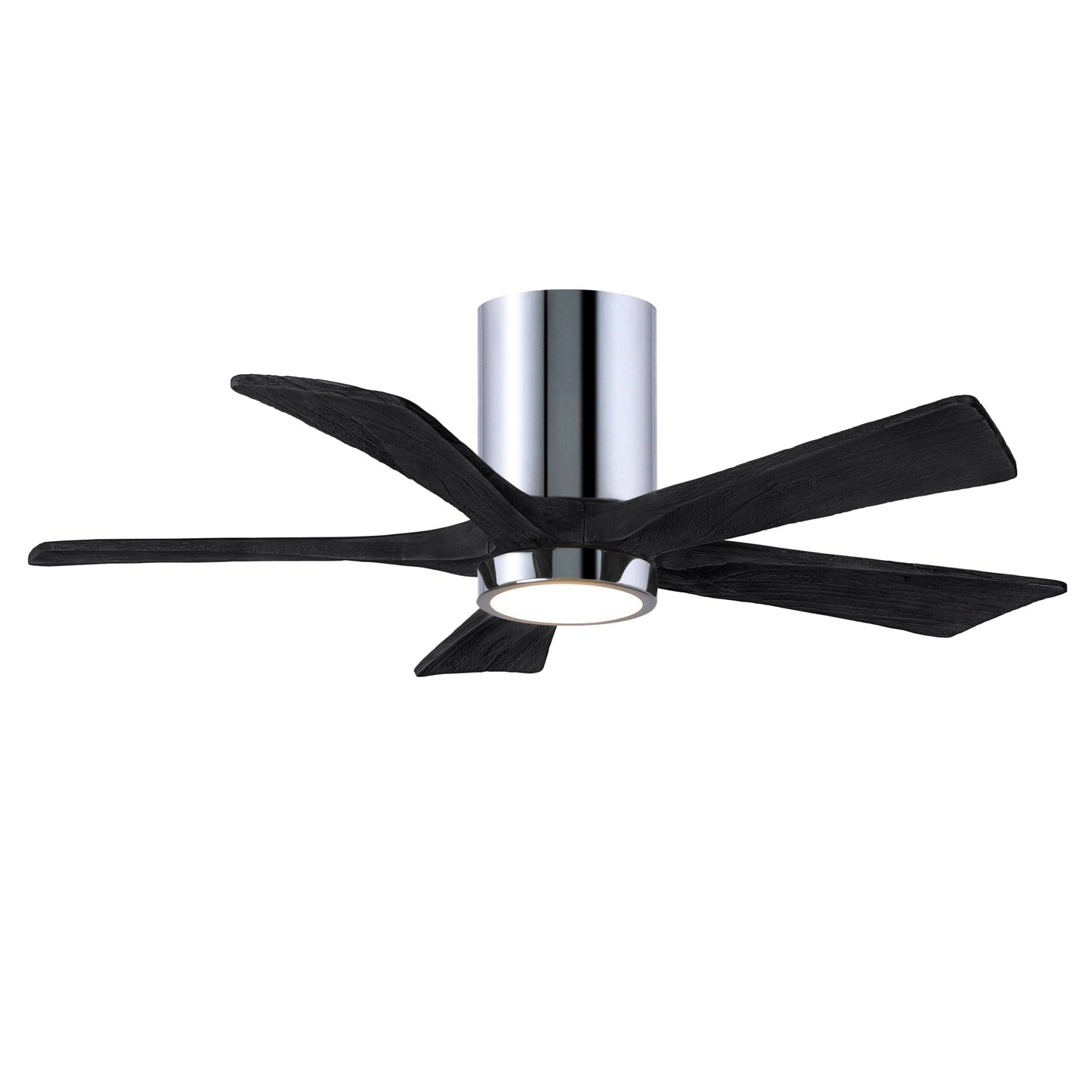 Matthews Fan Company Atlas Irene-5HLK 42" Polished Chrome Ceiling Mount Fan With Solid Wood Blade In Matte Black Finish