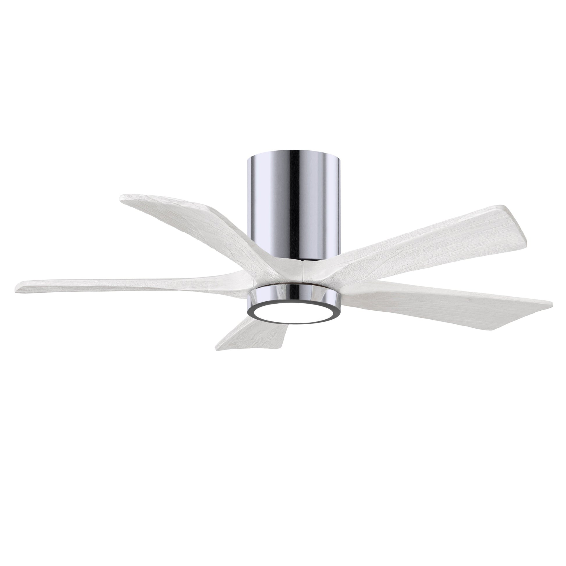 Matthews Fan Company Atlas Irene-5HLK 42" Polished Chrome Ceiling Mount Fan With Solid Wood Blade In Matte White Finish