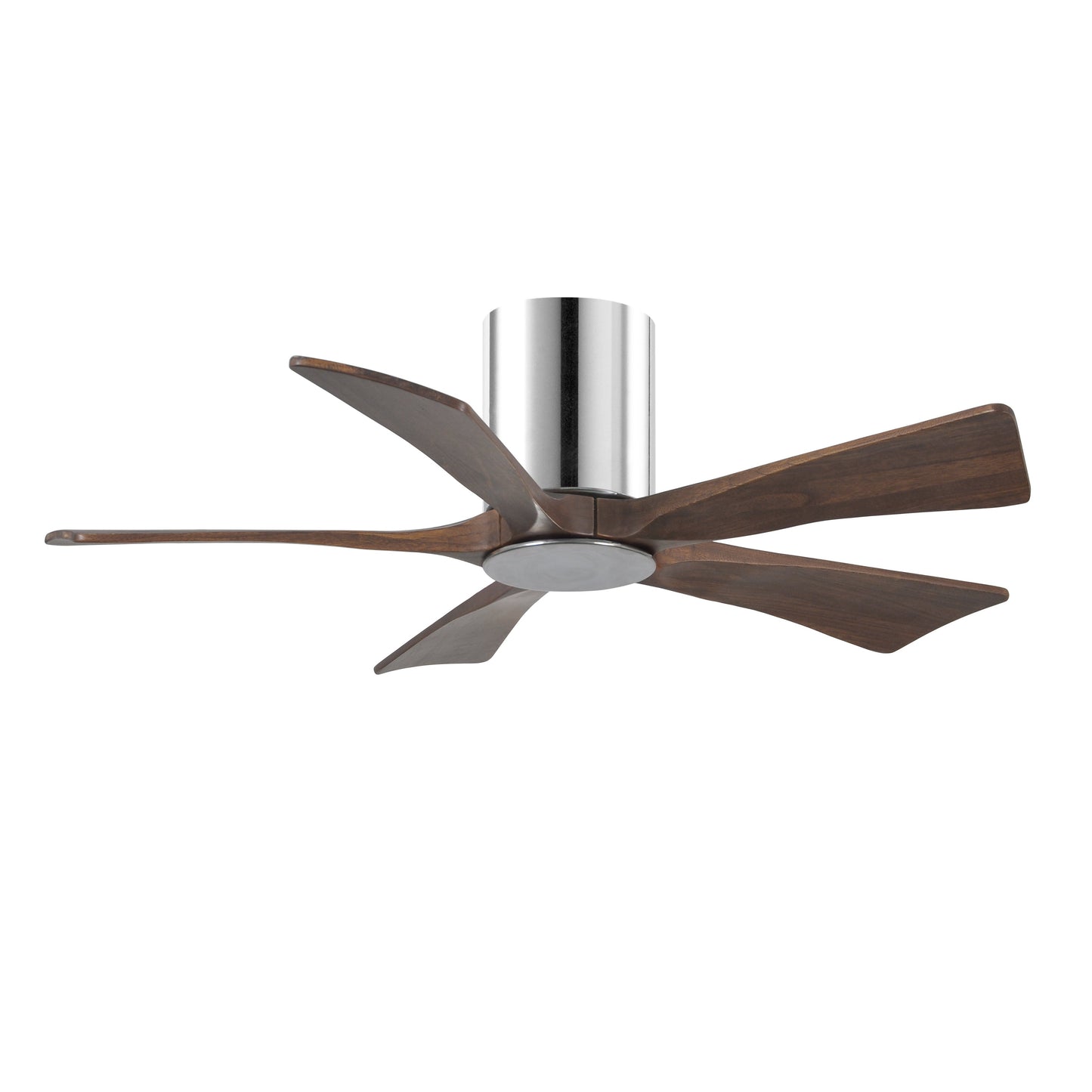 Matthews Fan Company Atlas Irene-5HLK 42" Polished Chrome Ceiling Mount Fan With Solid Wood Blade In Walnut Tone Finish