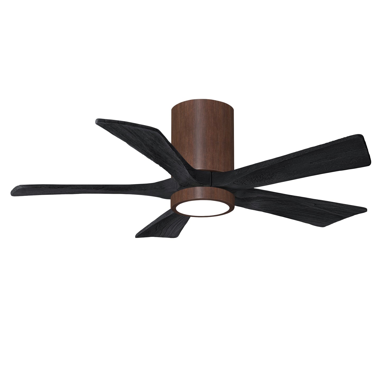 Matthews Fan Company Atlas Irene-5HLK 42" Walnut Tone Ceiling Mount Fan With Solid Wood Blade In Matte Black Finish