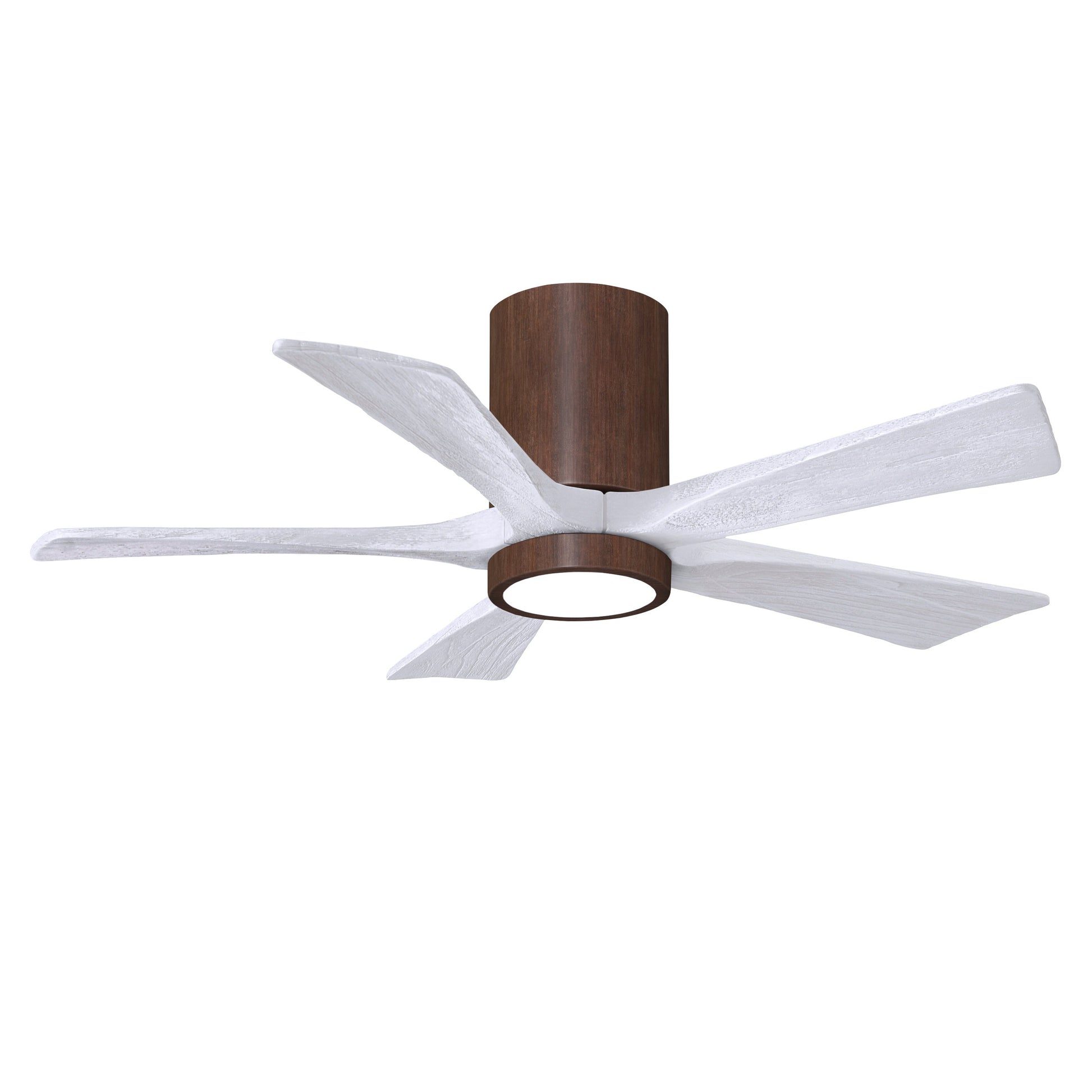 Matthews Fan Company Atlas Irene-5HLK 42" Walnut Tone Ceiling Mount Fan With Solid Wood Blade In Matte White Finish