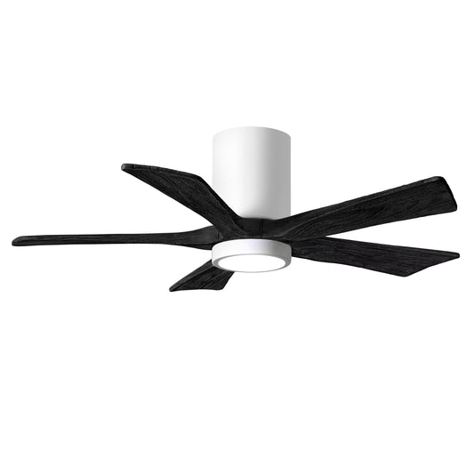 Matthews Fan Company Atlas Irene-5HLK 42" White Ceiling Mount Fan With Solid Wood Blade In Matte Black Finish