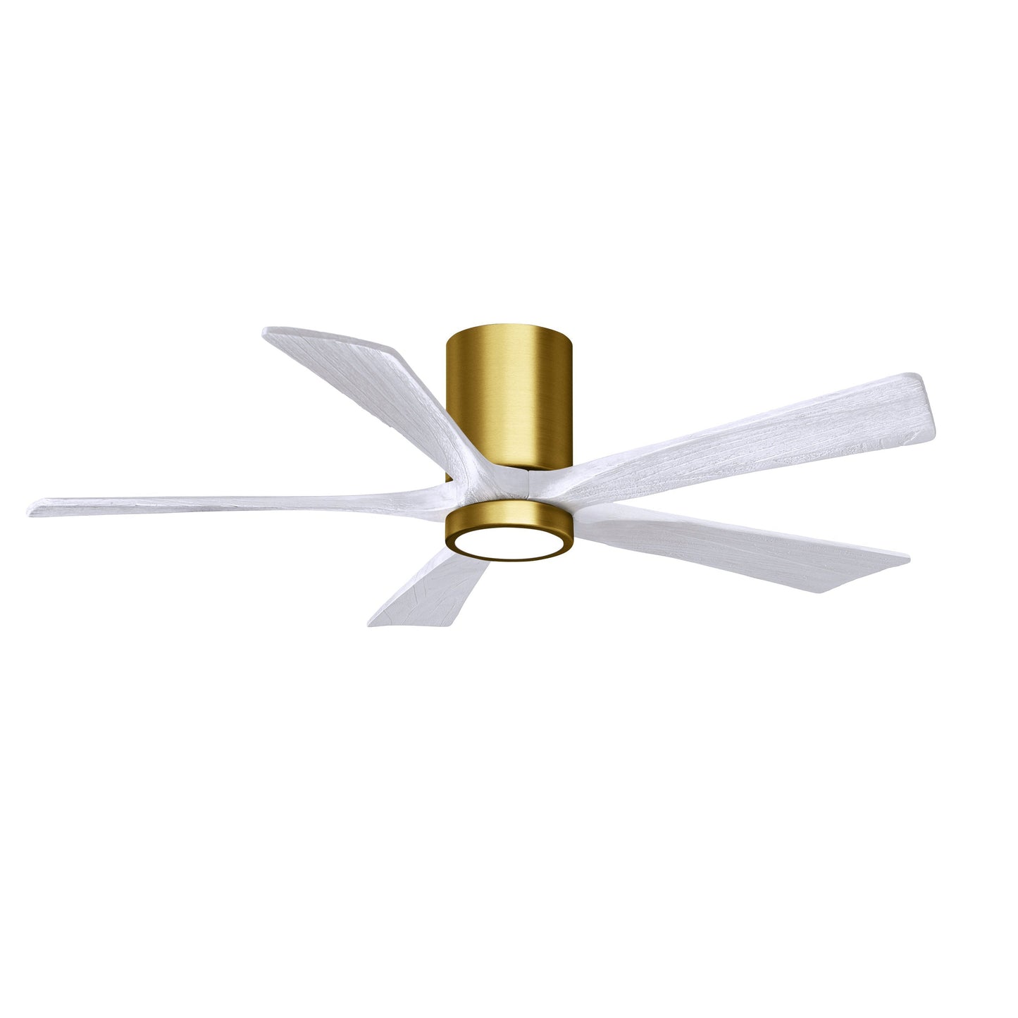 Matthews Fan Company Atlas Irene-5HLK 52" Brushed Brass Ceiling Mount Fan With Solid Wood Blade In Matte White Finish