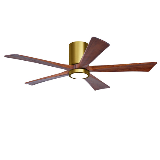 Matthews Fan Company Atlas Irene-5HLK 52" Brushed Brass Ceiling Mount Fan With Solid Wood Blade In Walnut Finish