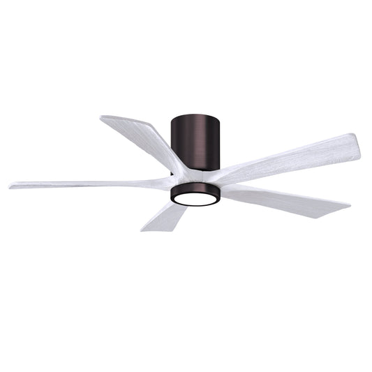 Matthews Fan Company Atlas Irene-5HLK 52" Brushed Bronze Ceiling Mount Fan With Solid Wood Blade In Matte White Finish