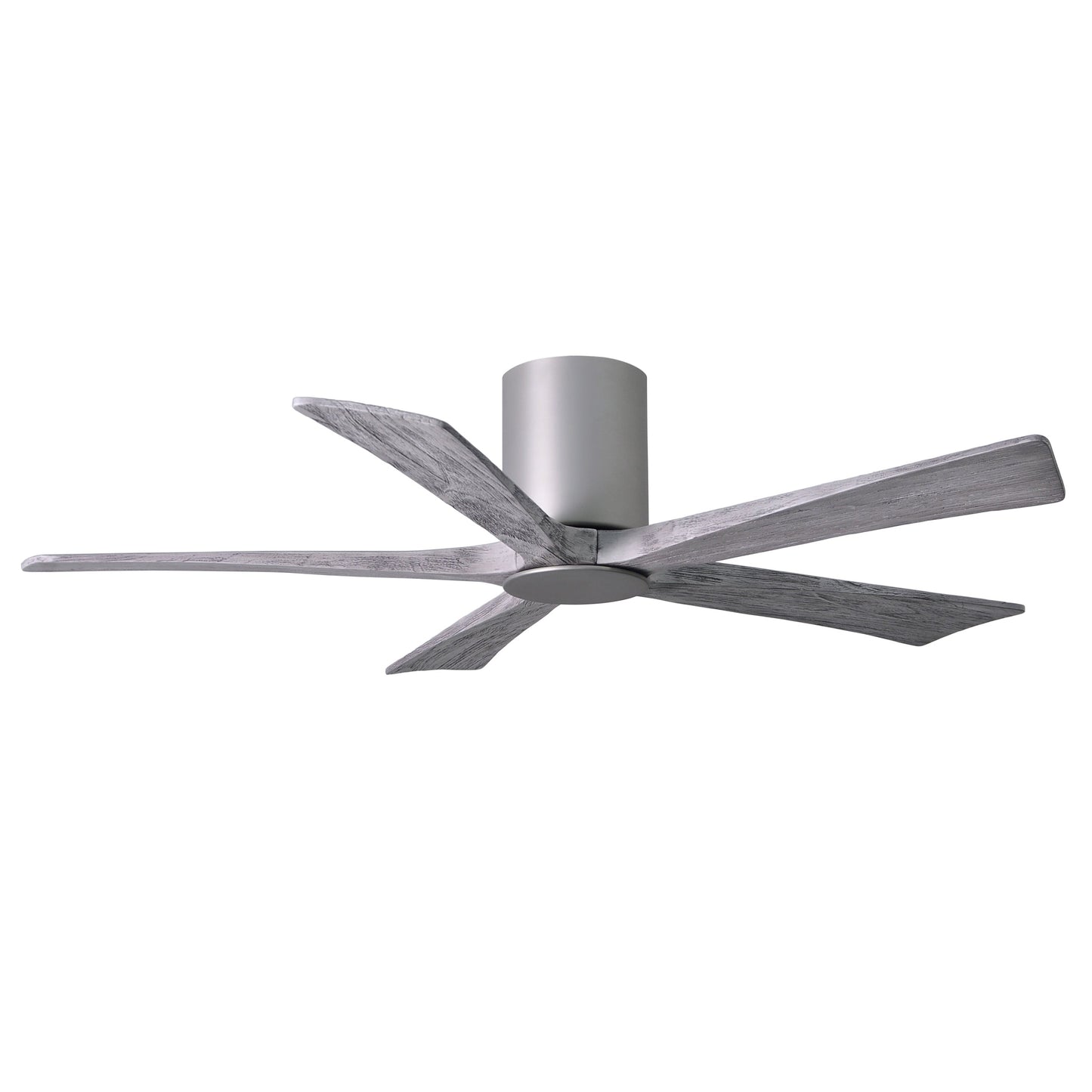Matthews Fan Company Atlas Irene-5HLK 52" Brushed Nickel Ceiling Mount Fan With Solid Wood Blade In Barnwood Tone Finish
