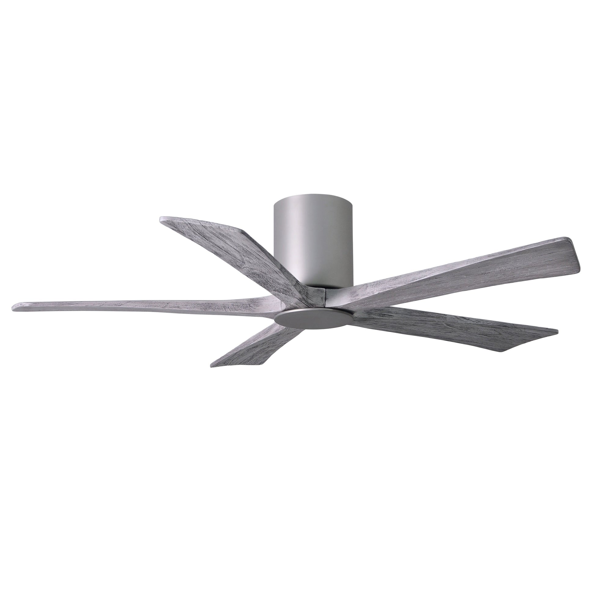 Matthews Fan Company Atlas Irene-5HLK 52" Brushed Nickel Ceiling Mount Fan With Solid Wood Blade In Barnwood Tone Finish
