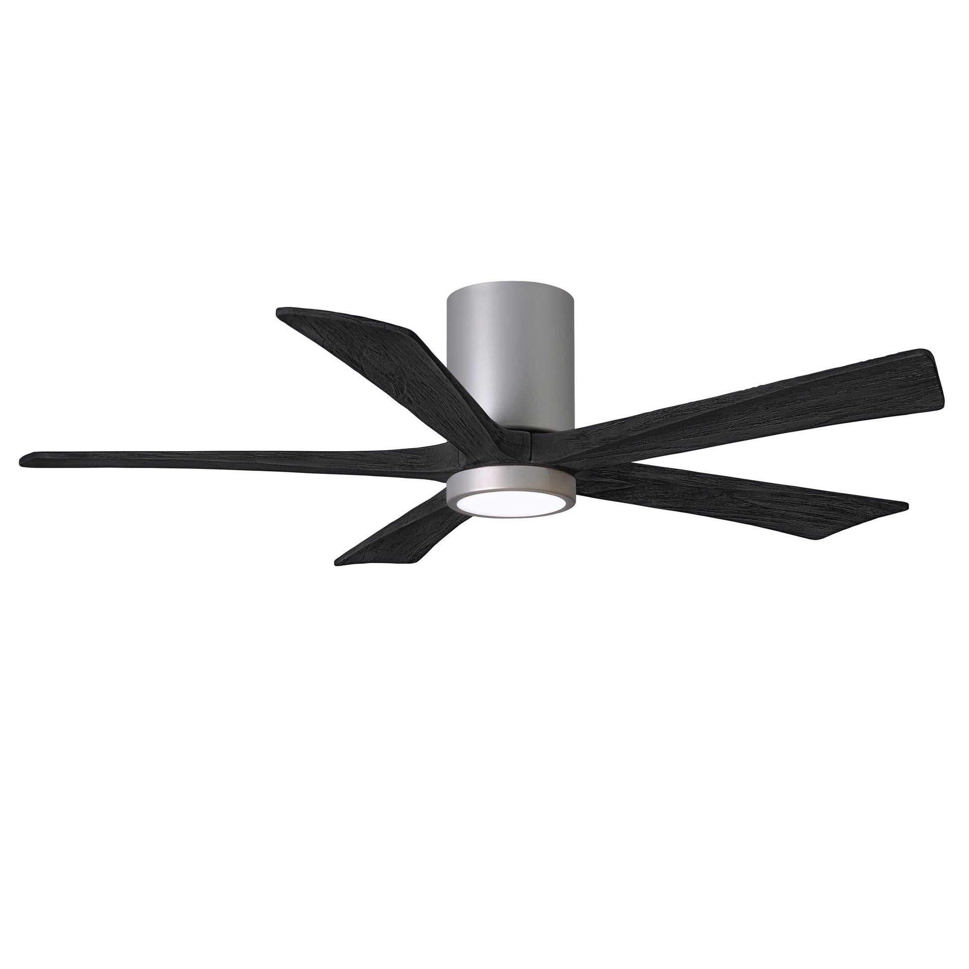 Matthews Fan Company Atlas Irene-5HLK 52" Brushed Nickel Ceiling Mount Fan With Solid Wood Blade In Matte Black Finish