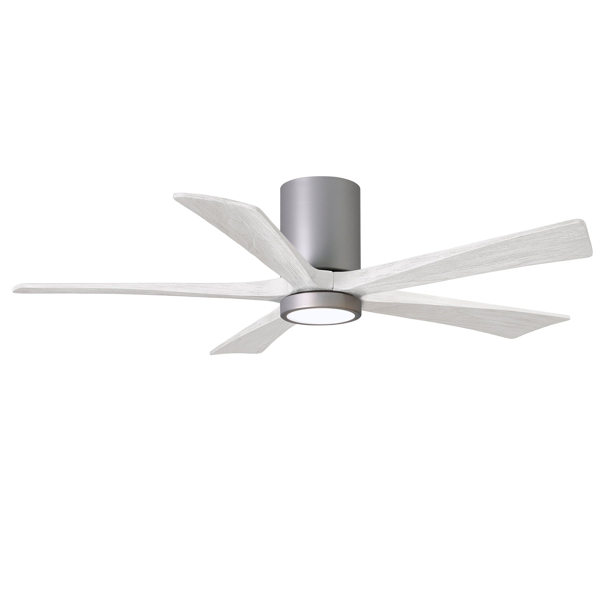 Matthews Fan Company Atlas Irene-5HLK 52" Brushed Nickel Ceiling Mount Fan With Solid Wood Blade In Matte White Finish