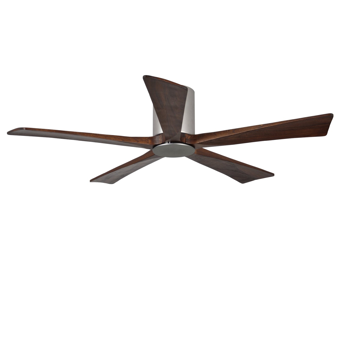 Matthews Fan Company Atlas Irene-5HLK 52" Brushed Nickel Ceiling Mount Fan With Solid Wood Blade In Walnut Tone Finish