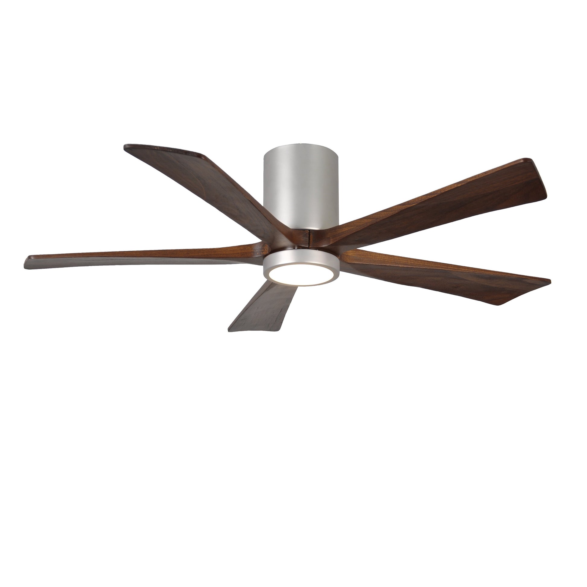 Matthews Fan Company Atlas Irene-5HLK 52" Brushed Nickel Ceiling Mount Fan With Solid Wood Blade In Walnut Tone Finish