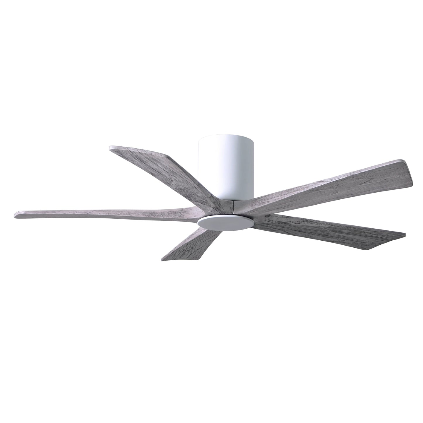 Matthews Fan Company Atlas Irene-5HLK 52" Gloss White Ceiling Mount Fan With Solid Wood Blade In Barnwood Tone Finish