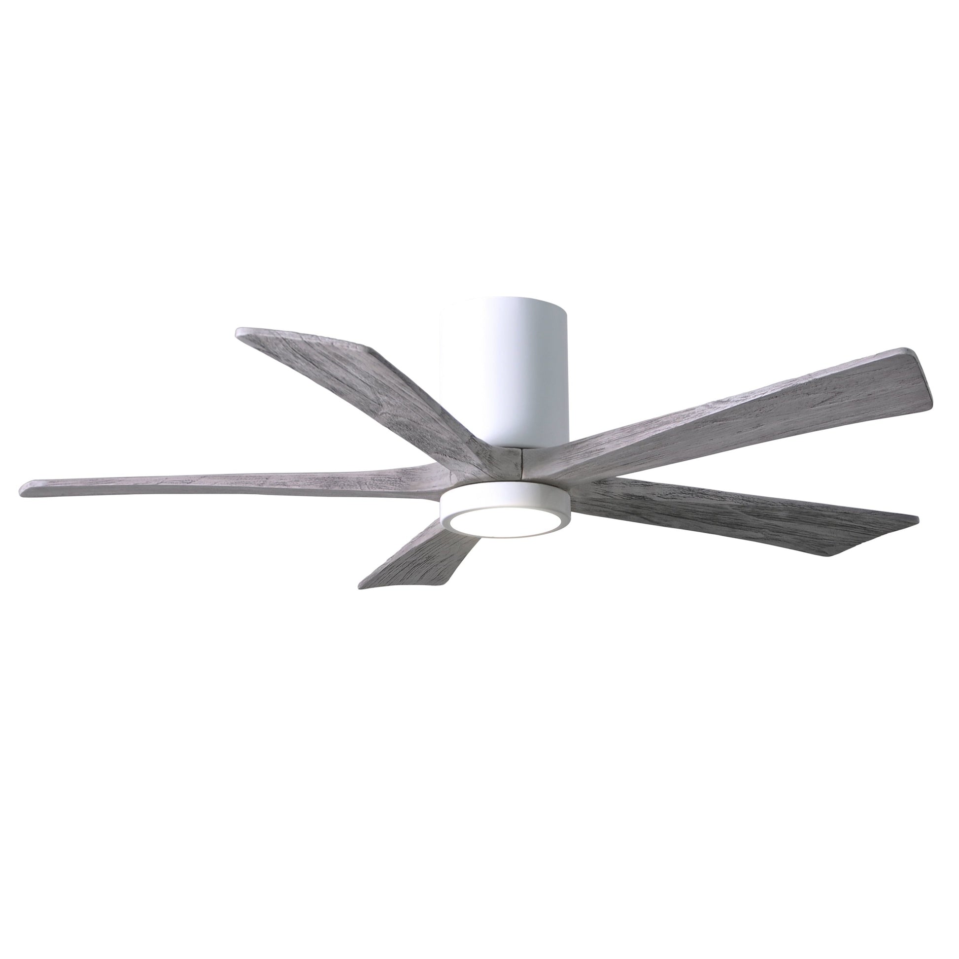 Matthews Fan Company Atlas Irene-5HLK 52" Gloss White Ceiling Mount Fan With Solid Wood Blade In Barnwood Tone Finish