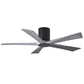 Matthews Fan Company Atlas Irene-5HLK 52" Matte Black Ceiling Mount Fan With Solid Wood Blade In Barnwood Tone Finish