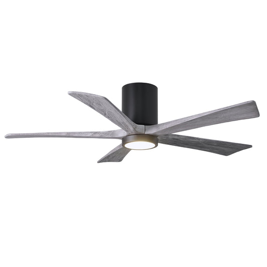 Matthews Fan Company Atlas Irene-5HLK 52" Matte Black Ceiling Mount Fan With Solid Wood Blade In Barnwood Tone Finish