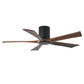 Matthews Fan Company Atlas Irene-5HLK 52" Matte Black Ceiling Mount Fan With Solid Wood Blade In Walnut Tone Finish