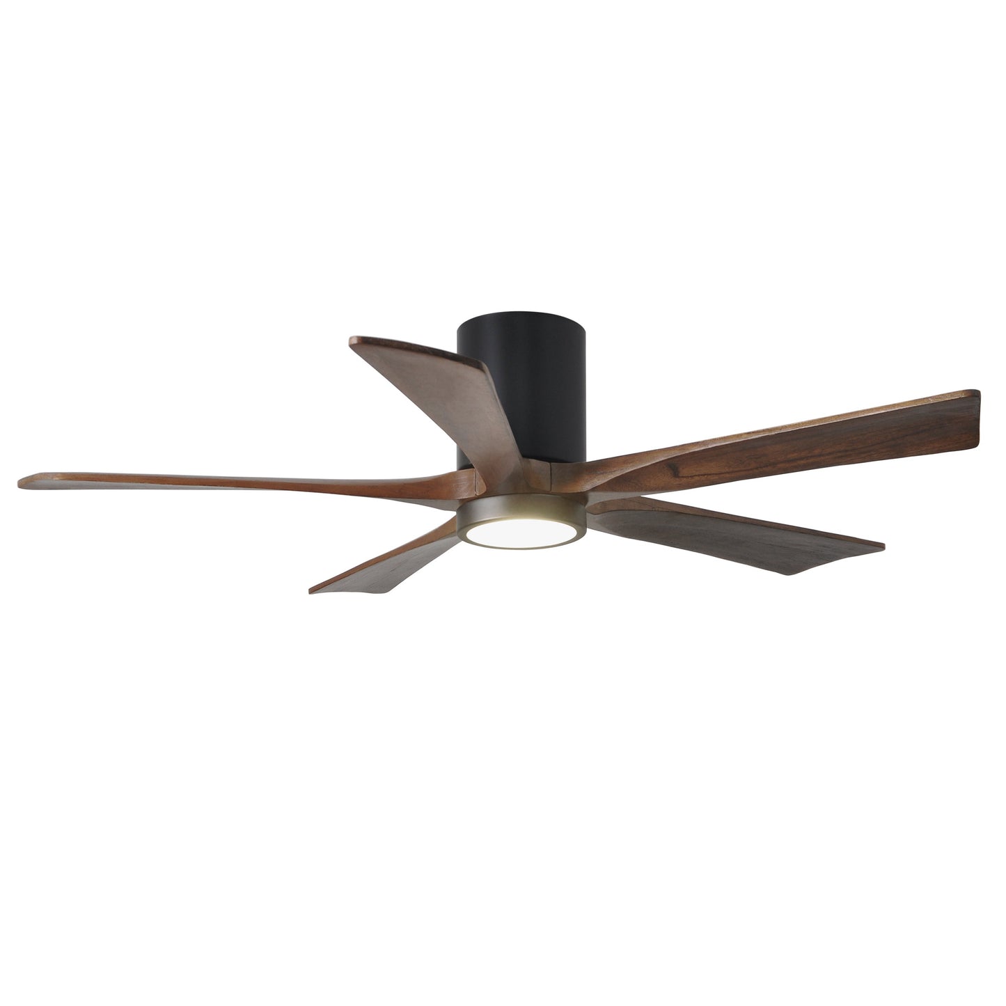 Matthews Fan Company Atlas Irene-5HLK 52" Matte Black Ceiling Mount Fan With Solid Wood Blade In Walnut Tone Finish