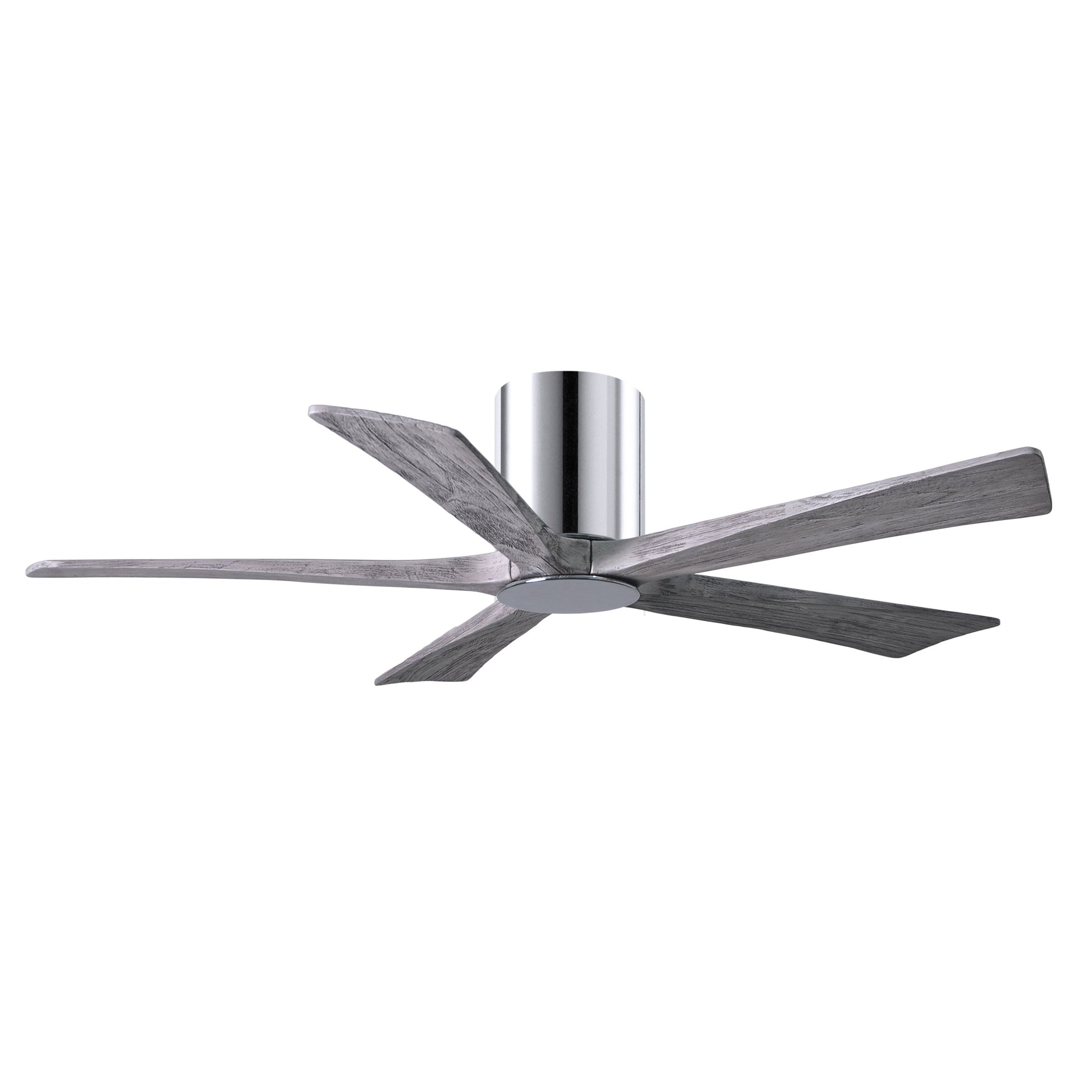 Matthews Fan Company Atlas Irene-5HLK 52" Polished Chrome Ceiling Mount Fan With Solid Wood Blade In Barnwood Tone Finish