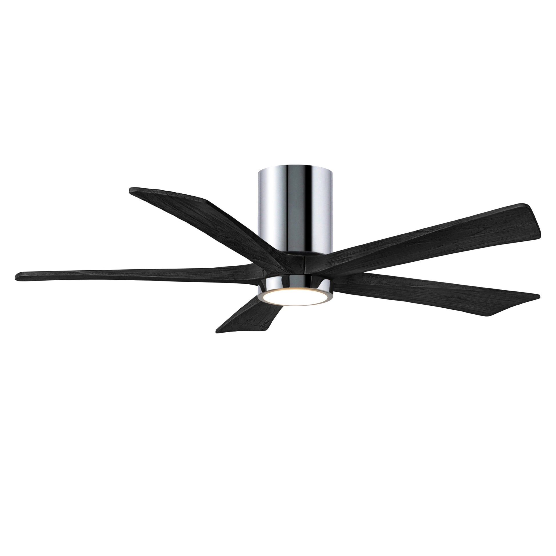 Matthews Fan Company Atlas Irene-5HLK 52" Polished Chrome Ceiling Mount Fan With Solid Wood Blade In Matte Black Finish