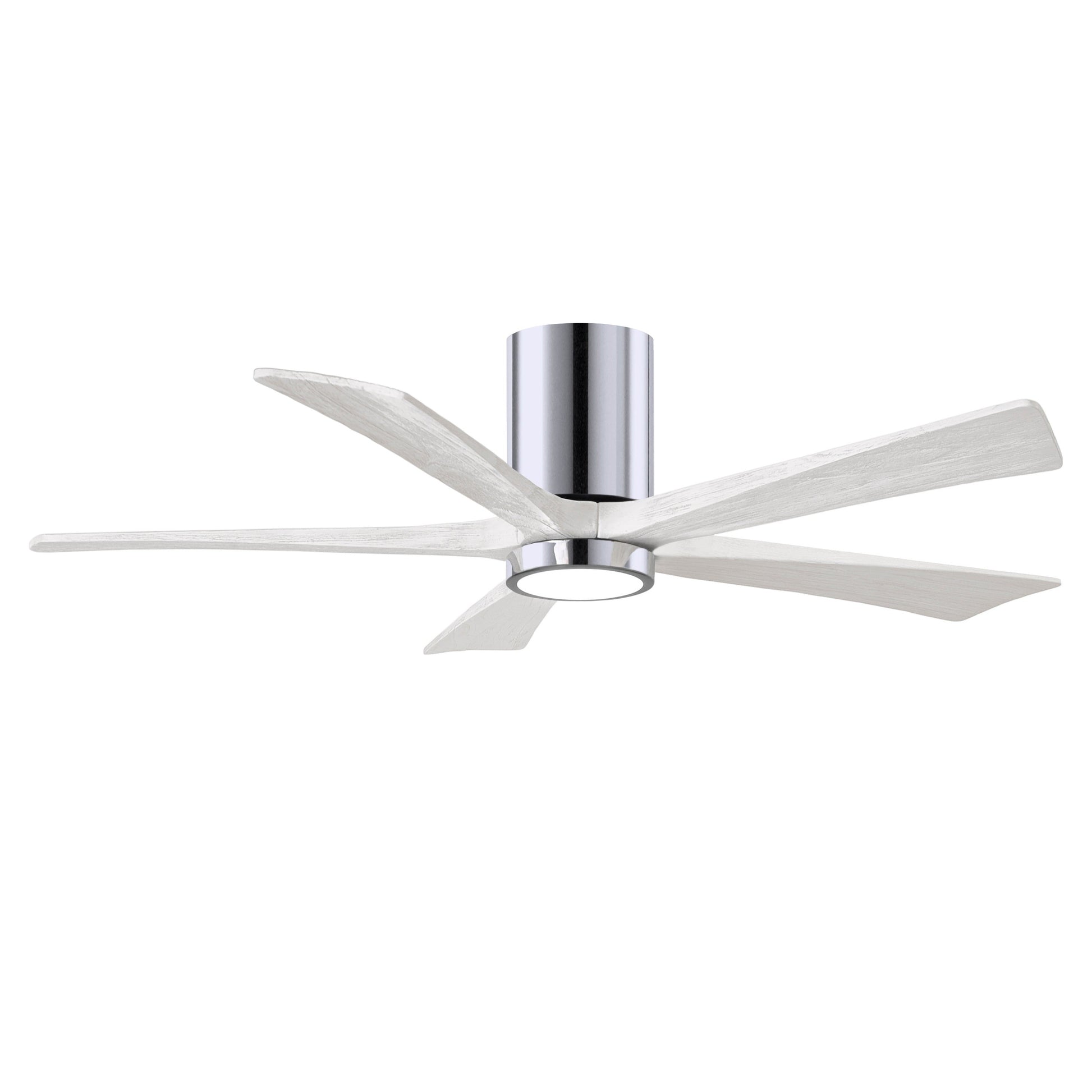 Matthews Fan Company Atlas Irene-5HLK 52" Polished Chrome Ceiling Mount Fan With Solid Wood Blade In Matte White Finish