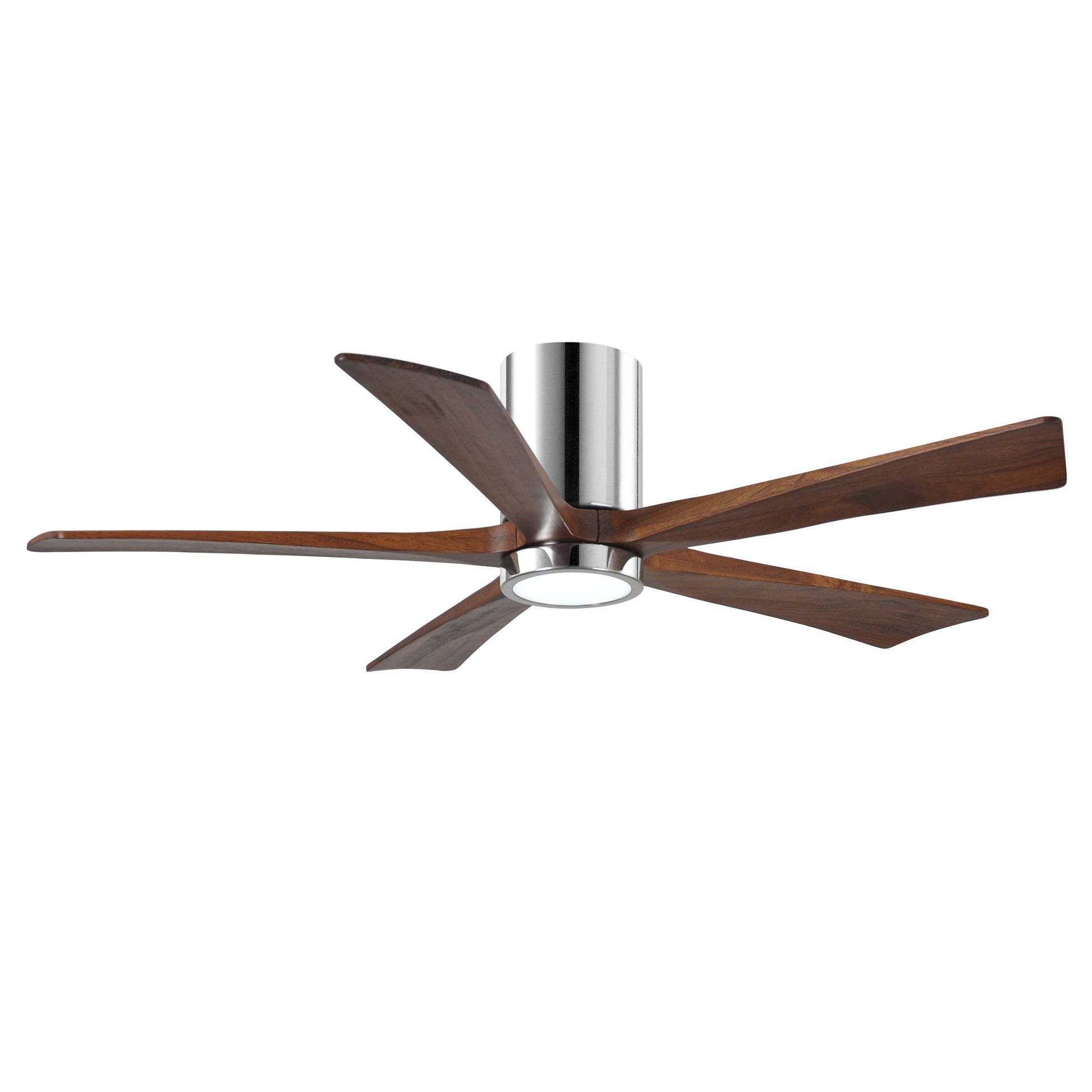 Matthews Fan Company Atlas Irene-5HLK 52" Polished Chrome Ceiling Mount Fan With Solid Wood Blade In Walnut Tone Finish