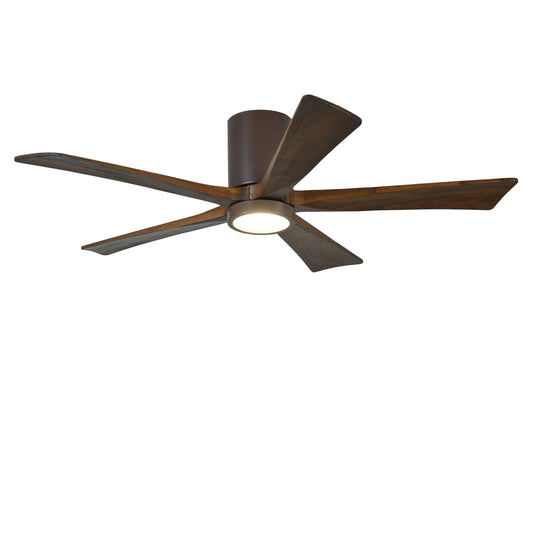 Matthews Fan Company Atlas Irene-5HLK 52" Textured Bronze Ceiling Mount Fan With Solid Wood Blade In Walnut Tone Finish