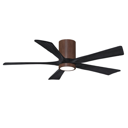 Matthews Fan Company Atlas Irene-5HLK 52" Walnut Tone Ceiling Mount Fan With Solid Wood Blade In Matte Black Finish