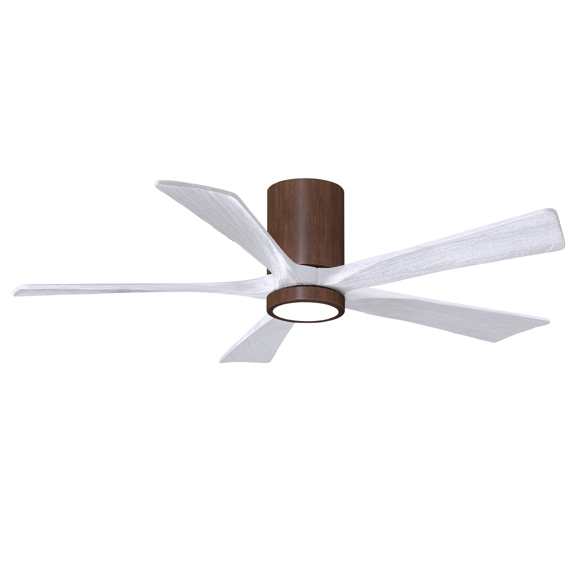 Matthews Fan Company Atlas Irene-5HLK 52" Walnut Tone Ceiling Mount Fan With Solid Wood Blade In Matte White Finish