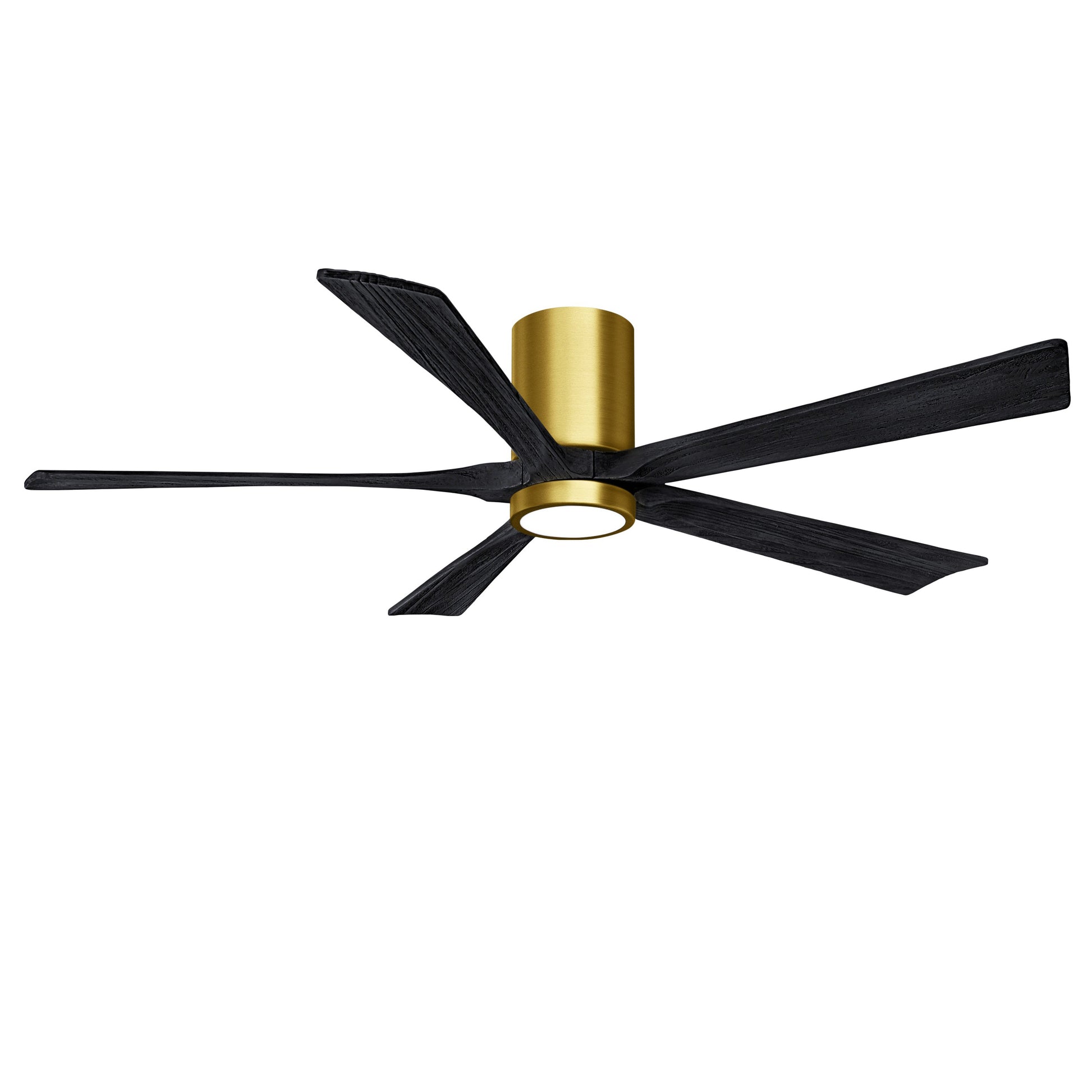 Matthews Fan Company Atlas Irene-5HLK 60" Brushed Brass Ceiling Mount Fan With Solid Wood Blade In Matte Black Finish