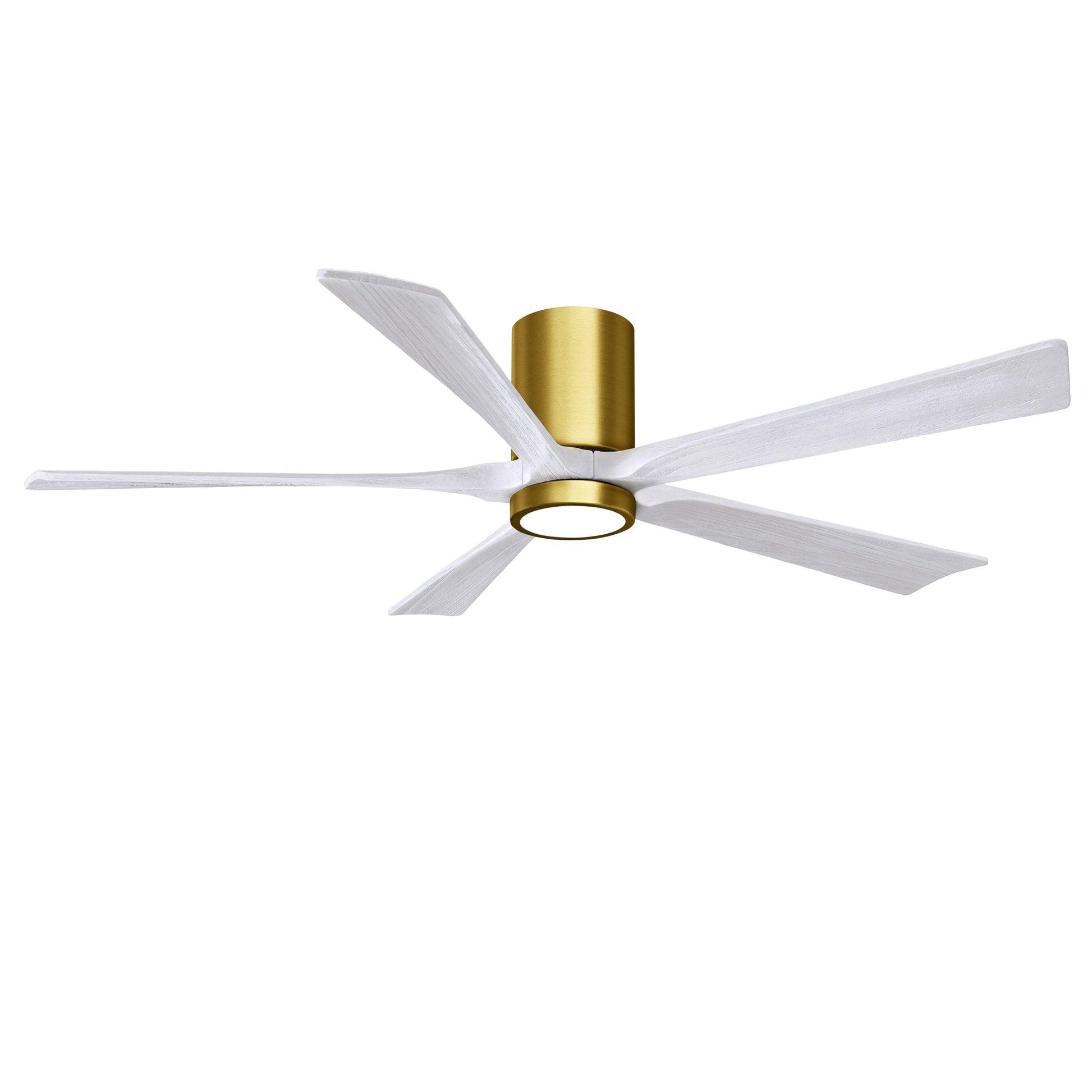 Matthews Fan Company Atlas Irene-5HLK 60" Brushed Brass Ceiling Mount Fan With Solid Wood Blade In Matte White Finish