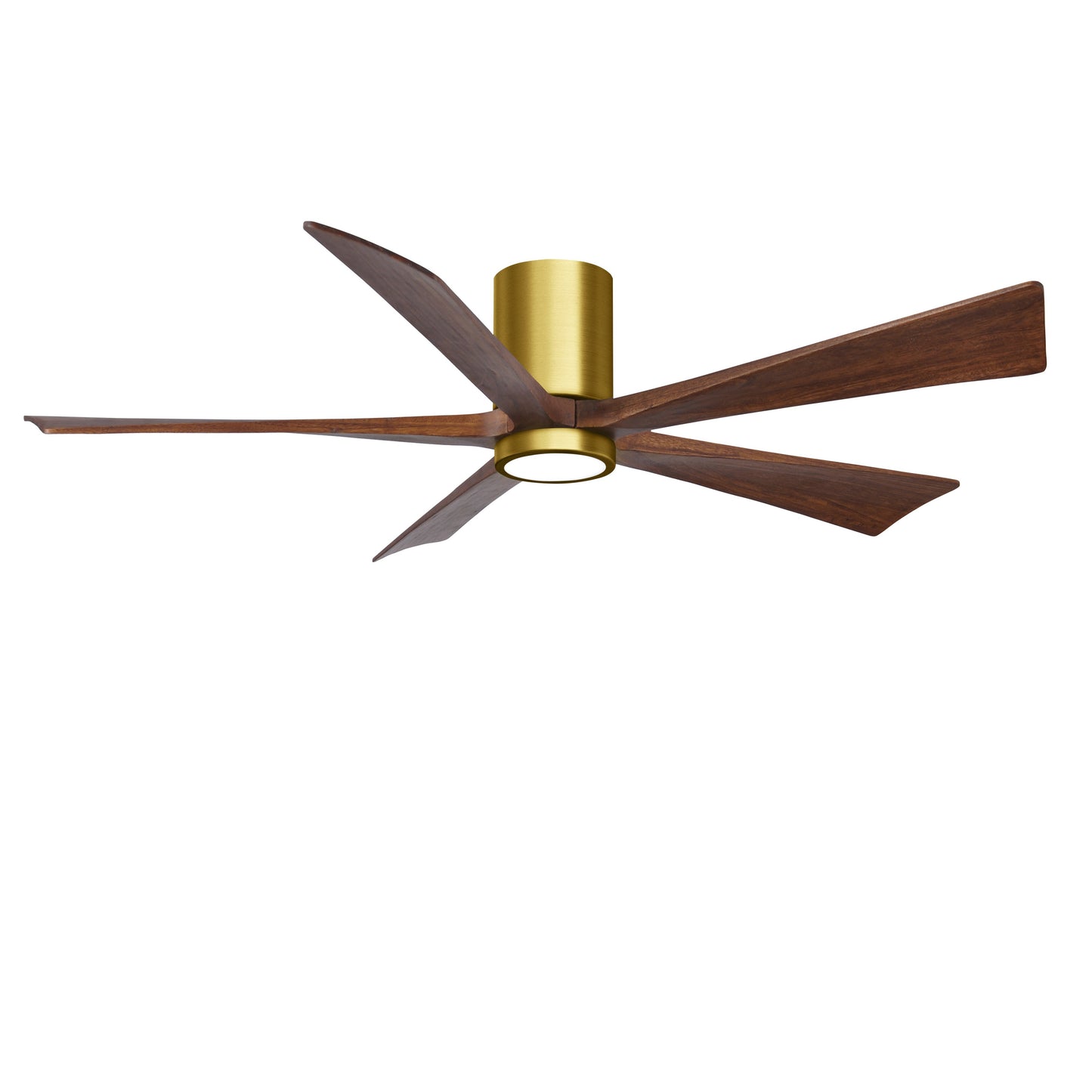 Matthews Fan Company Atlas Irene-5HLK 60" Brushed Brass Ceiling Mount Fan With Solid Wood Blade In Walnut Finish