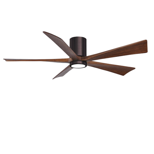 Matthews Fan Company Atlas Irene-5HLK 60" Brushed Bronze Ceiling Mount Fan With Solid Wood Blade In Walnut Tone Finish