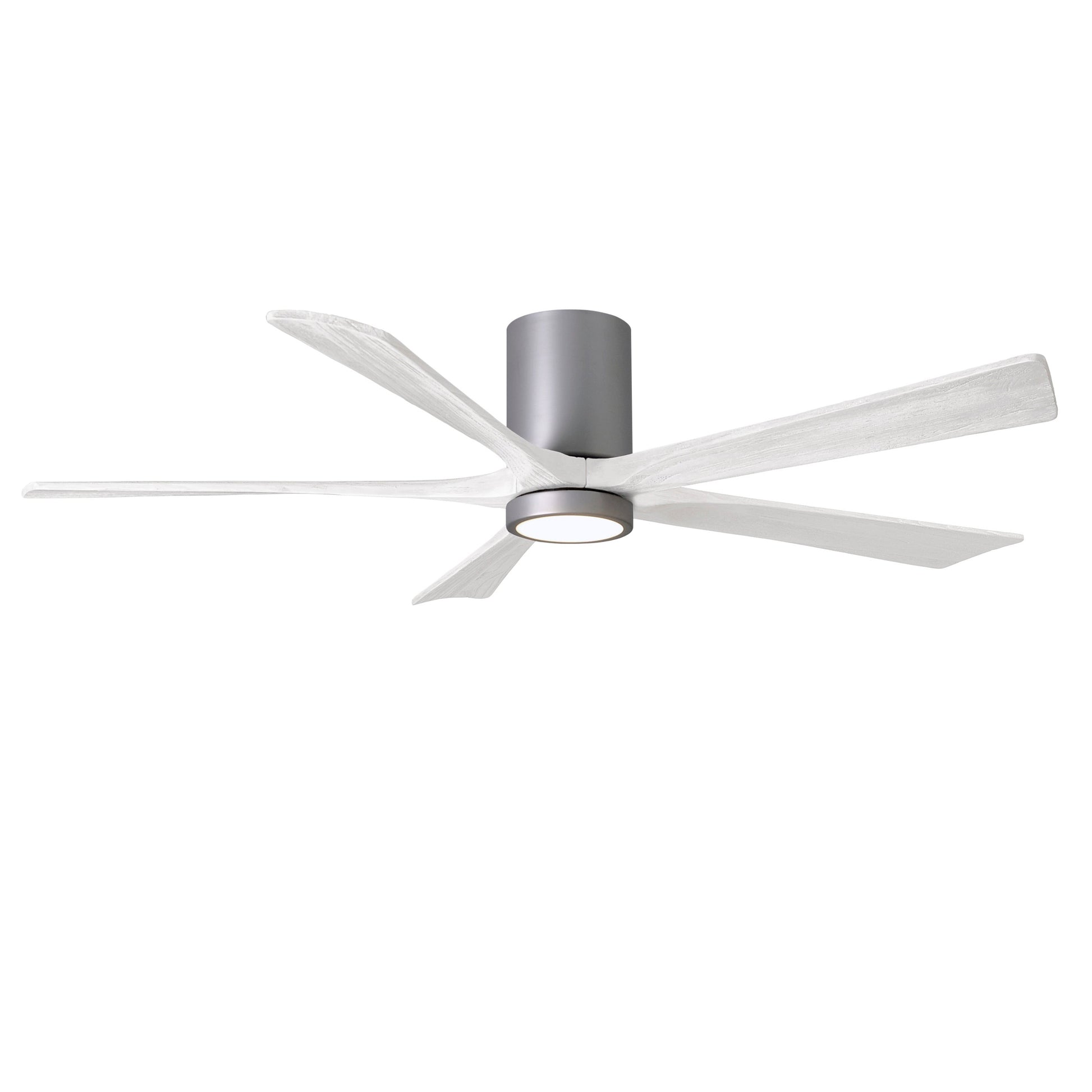 Matthews Fan Company Atlas Irene-5HLK 60" Brushed Nickel Ceiling Mount Fan With Solid Wood Blade In Matte White Finish