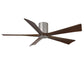 Matthews Fan Company Atlas Irene-5HLK 60" Brushed Nickel Ceiling Mount Fan With Solid Wood Blade In Walnut Tone Finish