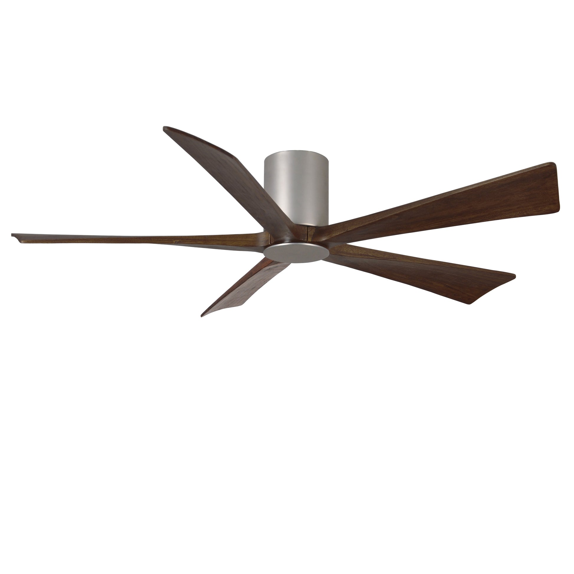 Matthews Fan Company Atlas Irene-5HLK 60" Brushed Nickel Ceiling Mount Fan With Solid Wood Blade In Walnut Tone Finish