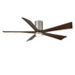 Matthews Fan Company Atlas Irene-5HLK 60" Brushed Nickel Ceiling Mount Fan With Solid Wood Blade In Walnut Tone Finish