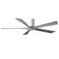 Matthews Fan Company Atlas Irene-5HLK 60" Gloss White Ceiling Mount Fan With Solid Wood Blade In Barnwood Tone Finish