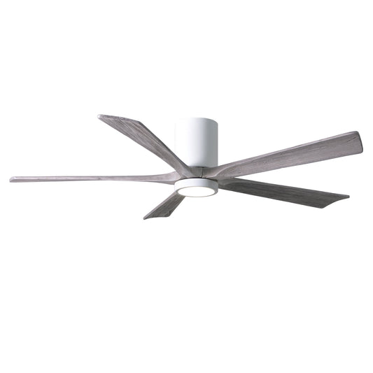 Matthews Fan Company Atlas Irene-5HLK 60" Gloss White Ceiling Mount Fan With Solid Wood Blade In Barnwood Tone Finish