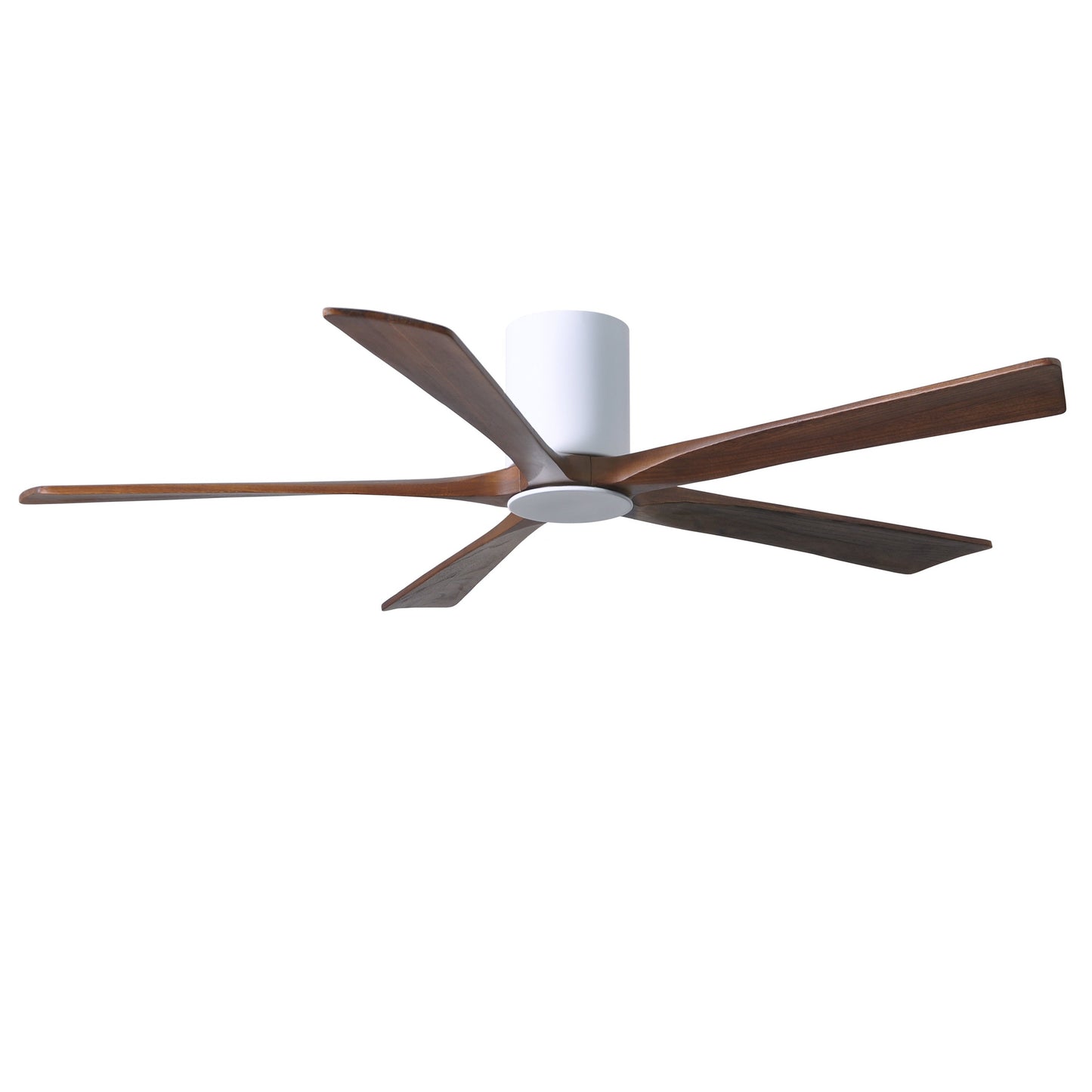 Matthews Fan Company Atlas Irene-5HLK 60" Gloss White Ceiling Mount Fan With Solid Wood Blade In Walnut Tone Finish