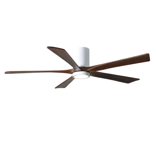 Matthews Fan Company Atlas Irene-5HLK 60" Gloss White Ceiling Mount Fan With Solid Wood Blade In Walnut Tone Finish