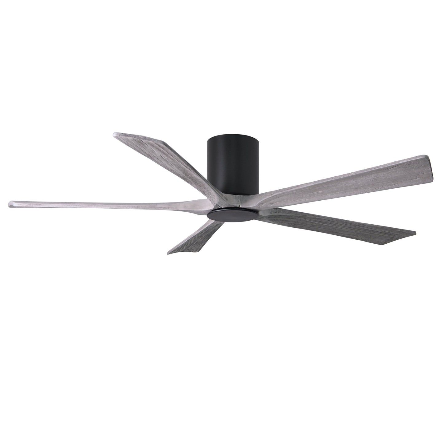 Matthews Fan Company Atlas Irene-5HLK 60" Matte Black Ceiling Mount Fan With Solid Wood Blade In Barnwood Tone Finish