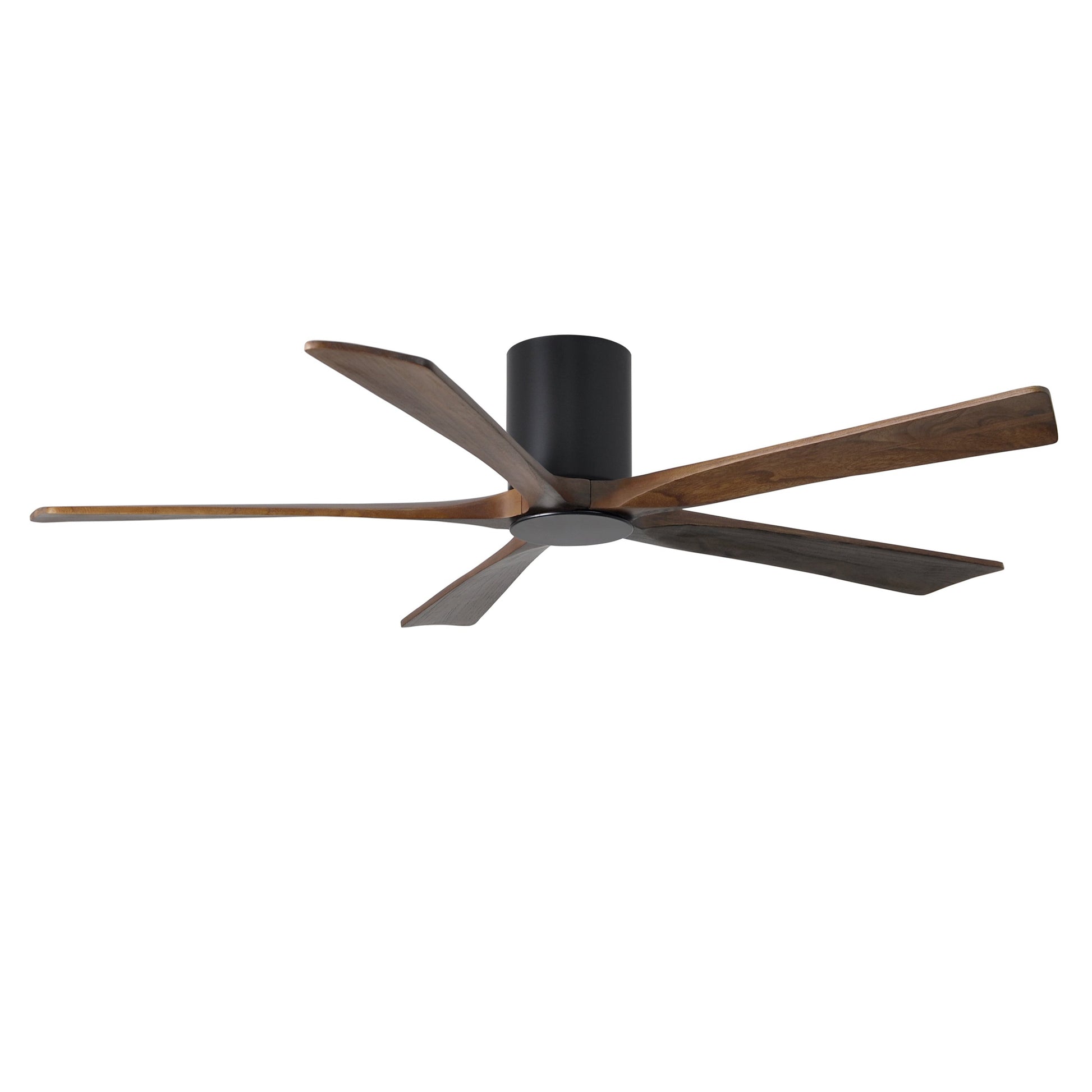 Matthews Fan Company Atlas Irene-5HLK 60" Matte Black Ceiling Mount Fan With Solid Wood Blade In Walnut Tone Finish