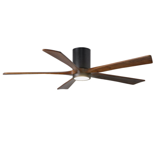 Matthews Fan Company Atlas Irene-5HLK 60" Matte Black Ceiling Mount Fan With Solid Wood Blade In Walnut Tone Finish