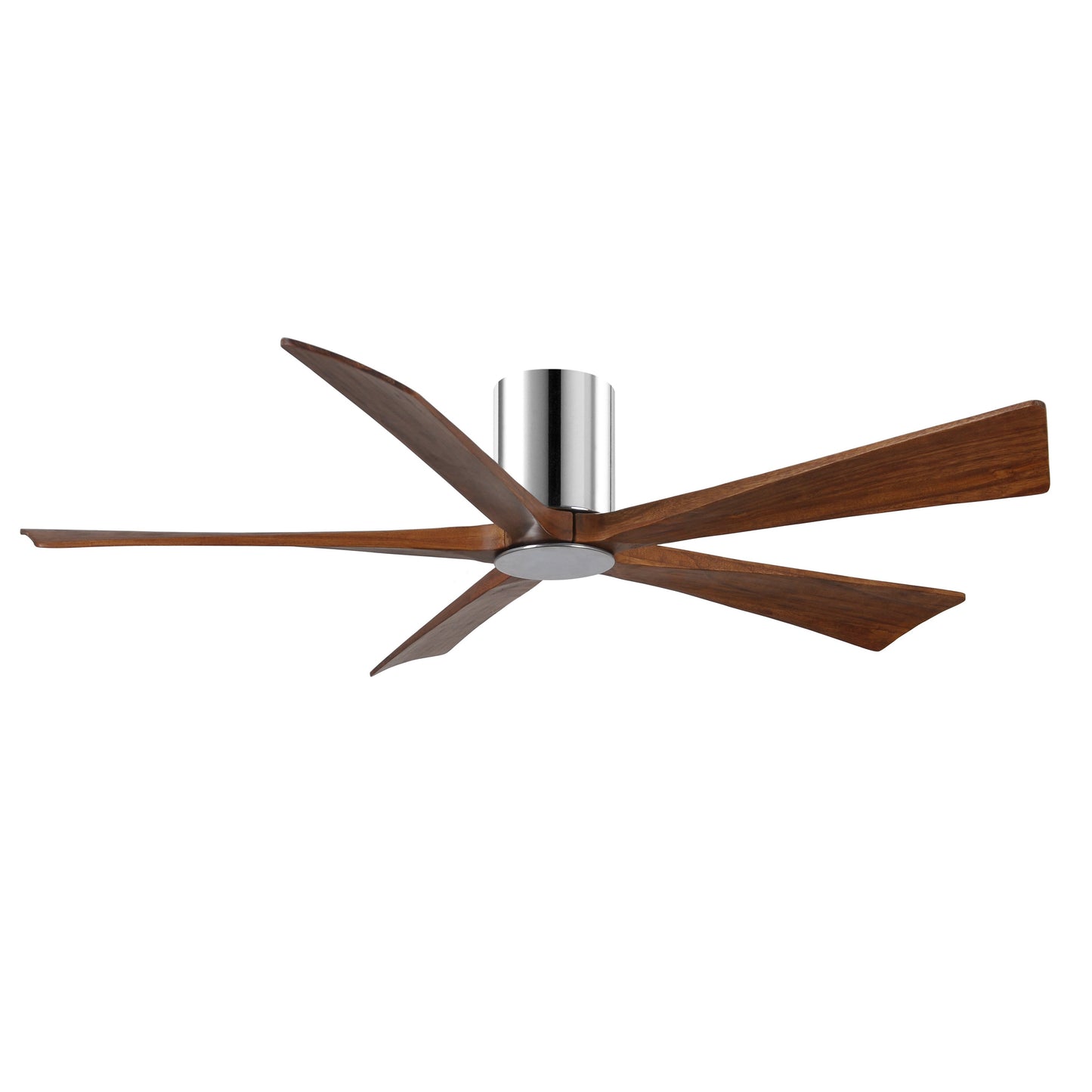 Matthews Fan Company Atlas Irene-5HLK 60" Polished Chrome Ceiling Mount Fan With Solid Wood Blade In Walnut Tone Finish