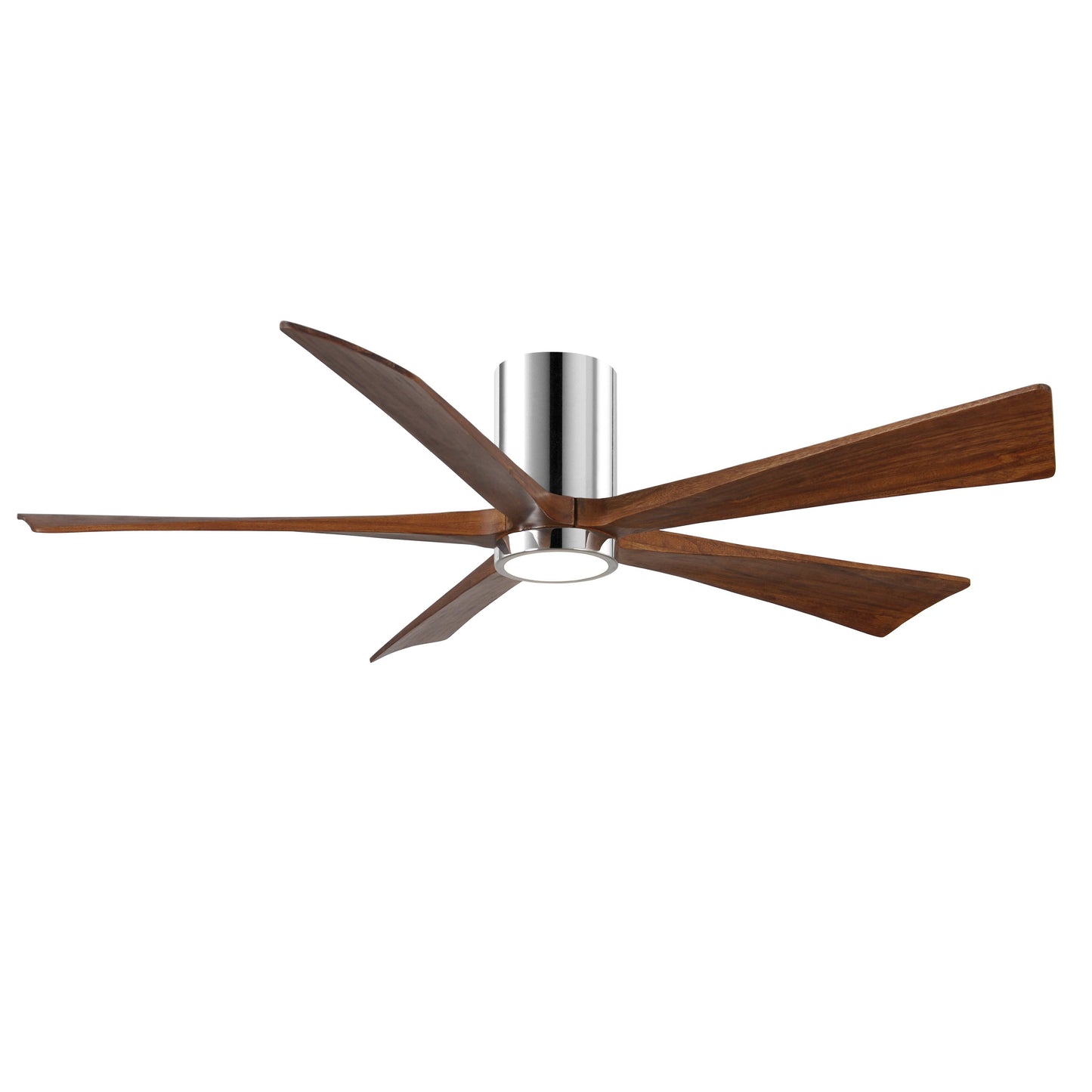 Matthews Fan Company Atlas Irene-5HLK 60" Polished Chrome Ceiling Mount Fan With Solid Wood Blade In Walnut Tone Finish