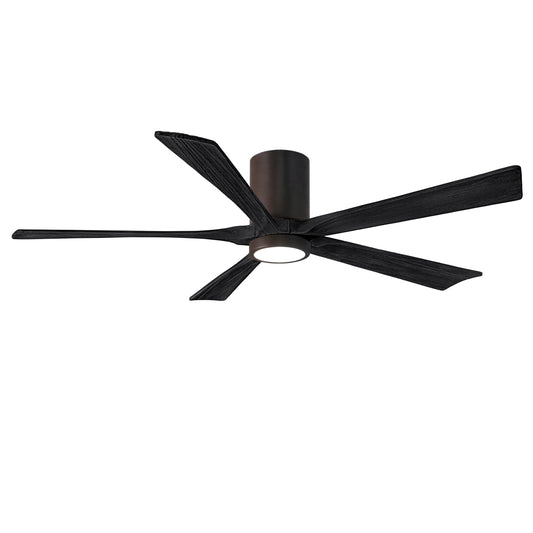 Matthews Fan Company Atlas Irene-5HLK 60" Textured Bronze Ceiling Mount Fan With Solid Wood Blade In Matte Black Finish