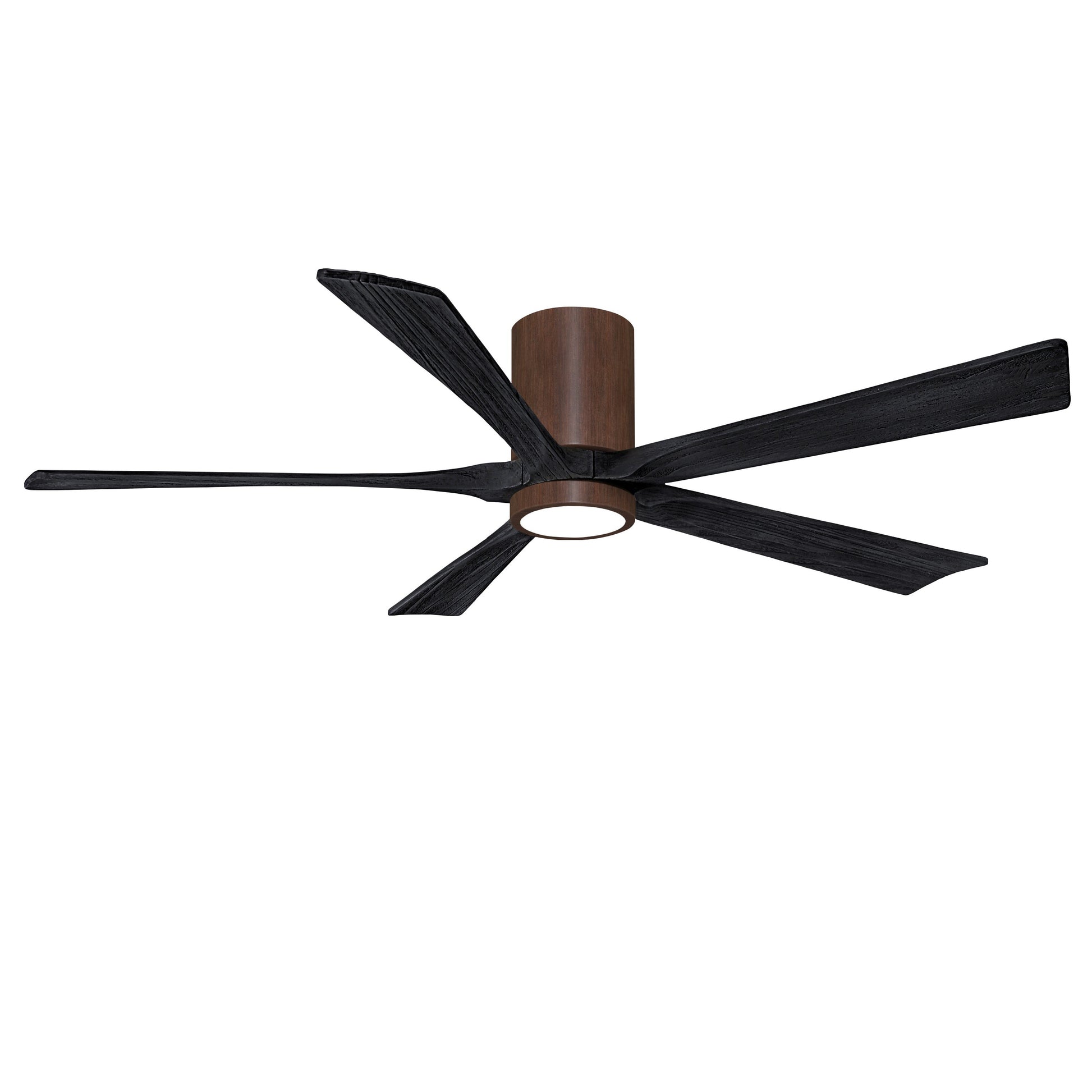 Matthews Fan Company Atlas Irene-5HLK 60" Walnut Tone Ceiling Mount Fan With Solid Wood Blade In Matte Black Finish