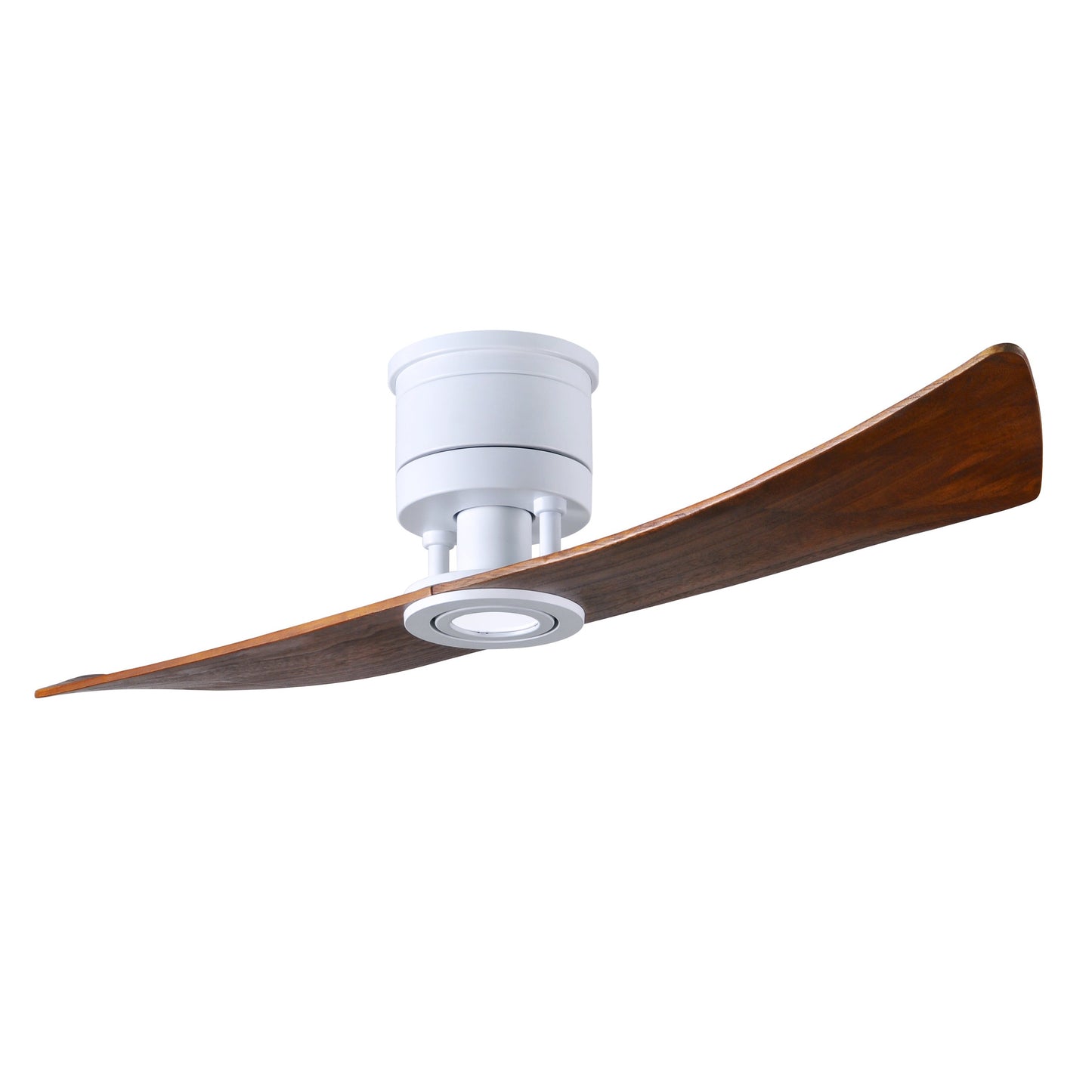 Matthews Fan Company Atlas Lindsay 52" Matte White Ceiling Fan With Solid Wood Blade In Walnut Finish